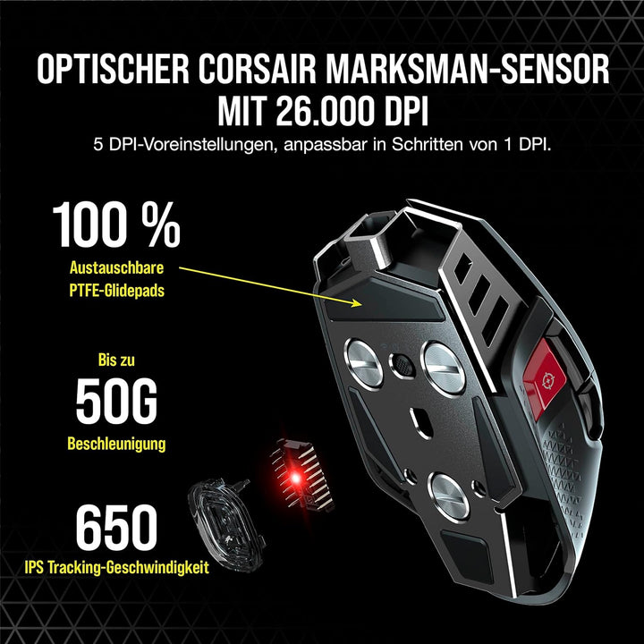 CORSAIR M65 RGB ULTRA WIRELESS Tunable FPS Gaming Mouse - 26.000 DPI - Sub-1ms Wireless - Gewichtssy