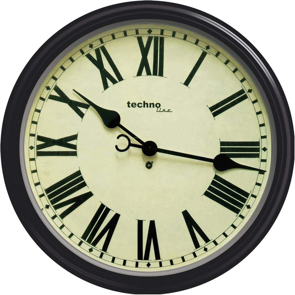 Techno Line WT 7050 Quarz Wanduhr 50cm x 13cm Schwarz