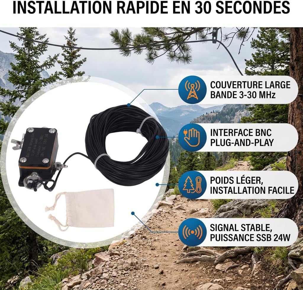 Kurzwellenantenne 3-30 MHz Mini-EFHW-Antenne 1:49 Balun Standardschnittstelle Endgespeiste Halbwelle