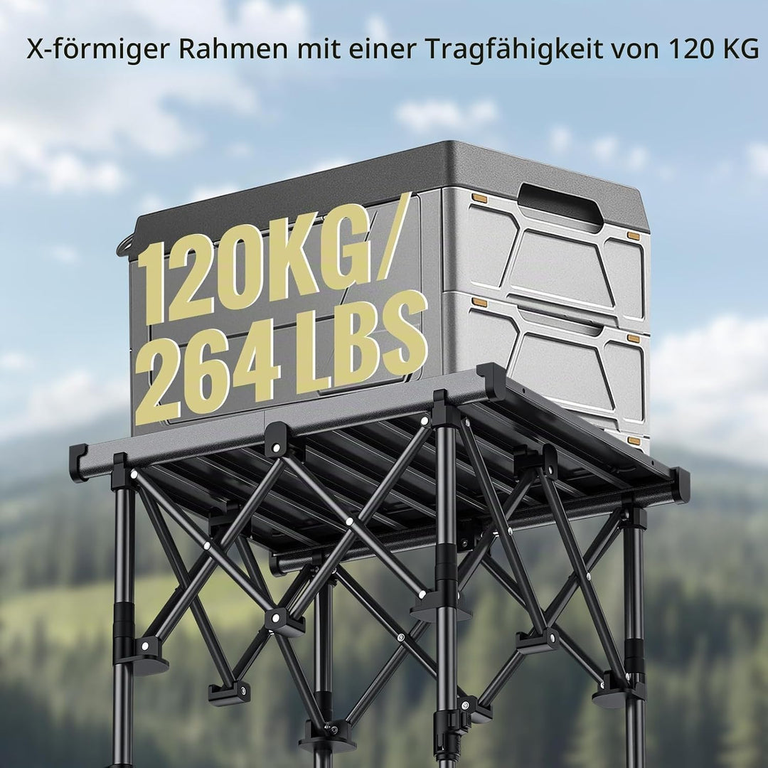 Anbte Campingtisch Klapptisch 50x41cm(LxB) Aluminium Aufrollbare Tischplatte mit 2 Höhen 44/70cm X-F