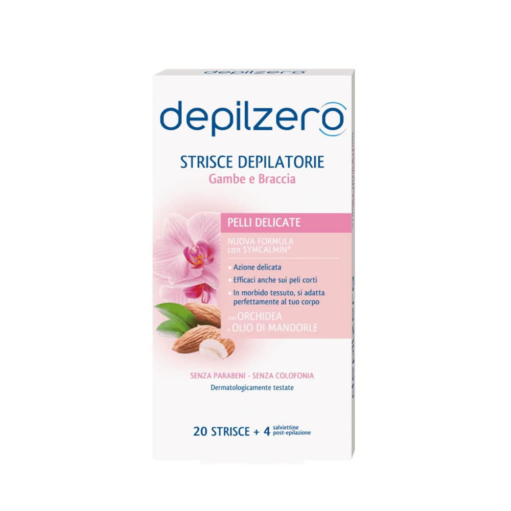 Depilzero Epilierstreifen Beine und Arme, 20 Streifen + 4 Tücher