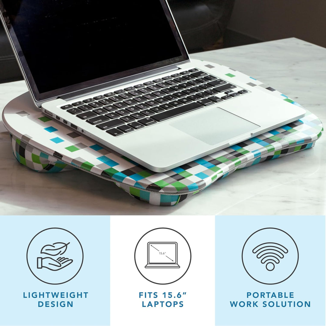 LAPGEAR MyStyle Tragbarer Schossschreibtisch mit Kissen, Pixel, passend für Laptops bis zu 39,6 cm (