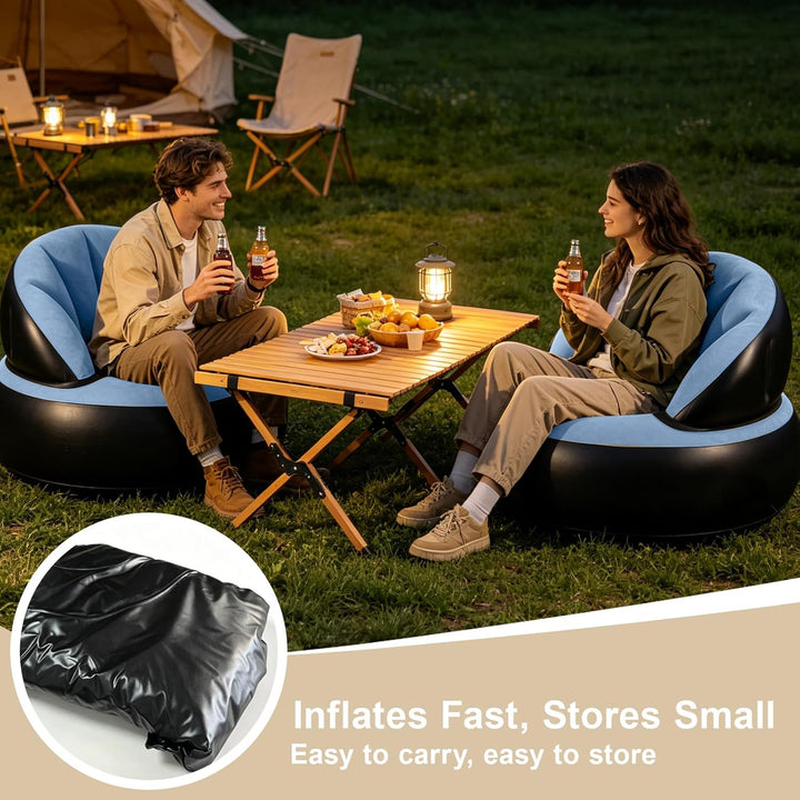 Aufblasbares Sofa Sessel mit Pumpe, Faltbarer Luftsessel für Innen & Aussen, Bequeme Aufblasbare Cou