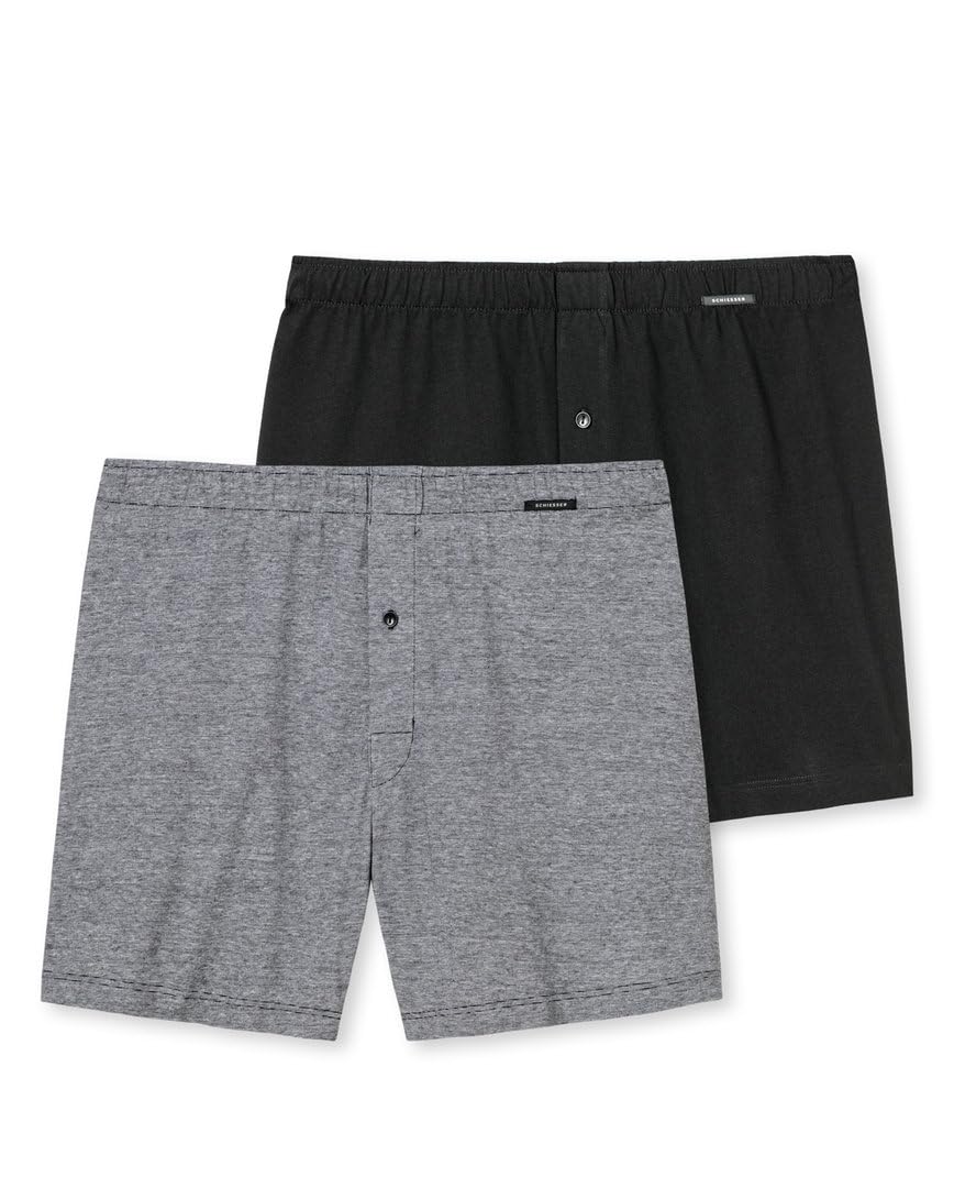 Schiesser 2er Pack Singel-Jersey - Herren - Boxershorts - Unterhose, Schwarz