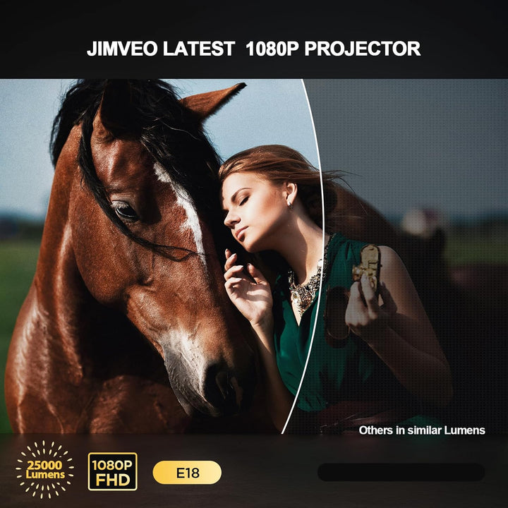 Beamer【±360° Drehbar/Remote Focus/Trapezkorrektur】 Mini Beamer Jimveo Beamer 1080P Full HD 15000L Wi