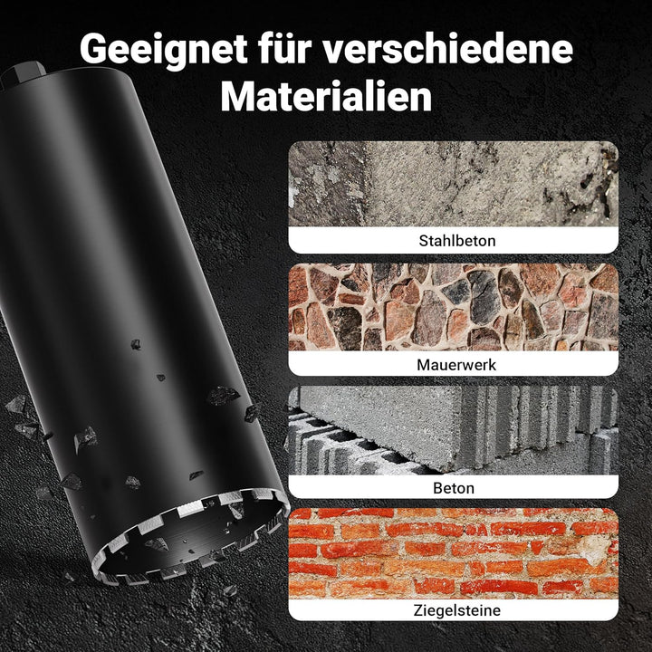 Wiltec Diamantbohrkrone Typ 2 (Mesh) Ø 200 mm, Bohrkrone 450 mm, 1¼ UNC Nassbohrkrone, Diamantbohrer