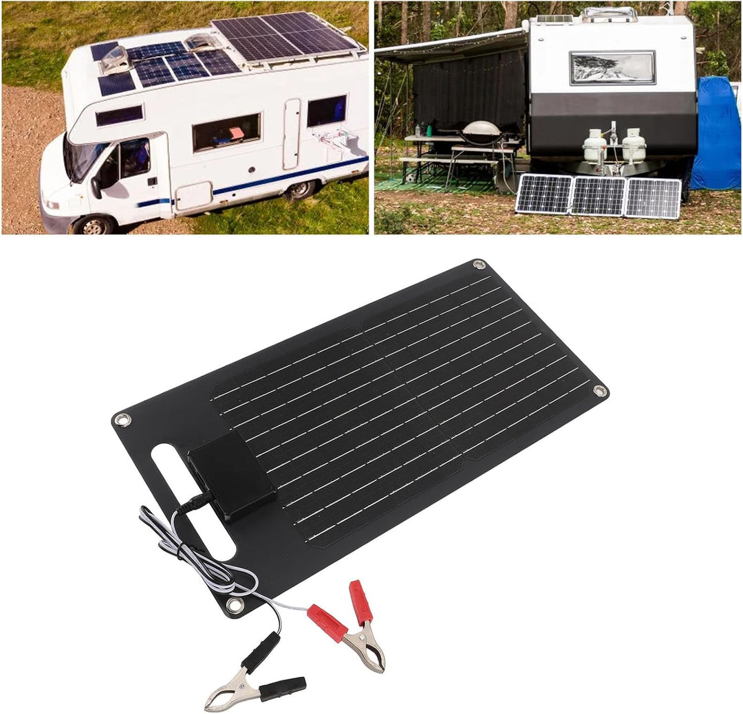 50W Monokristallines Solarpanel, Dual -USB -Ladegerät für 12 -V -Fahrzeugbatterie und Mobiltelefonla