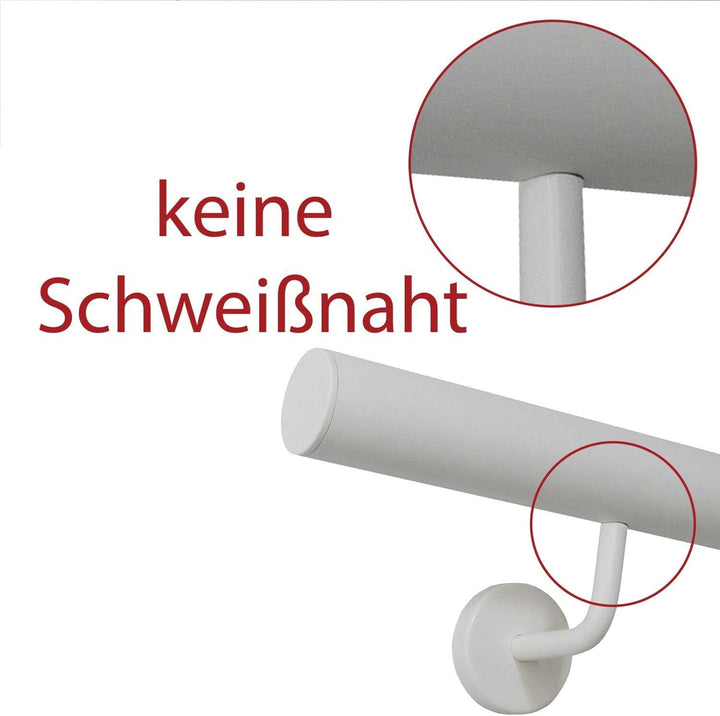 TIBU Handlauf Edelstahl weiss pulverbeschichtet 42,4 mm Geländer innen aussen wetterfest, Länge 190