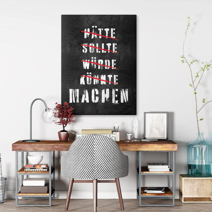 wandmotiv24 Leinwandbild Motivation, 40x30cm, Hochformat, Die Beste Zeit, Smiley, Deko, Bilder auf L