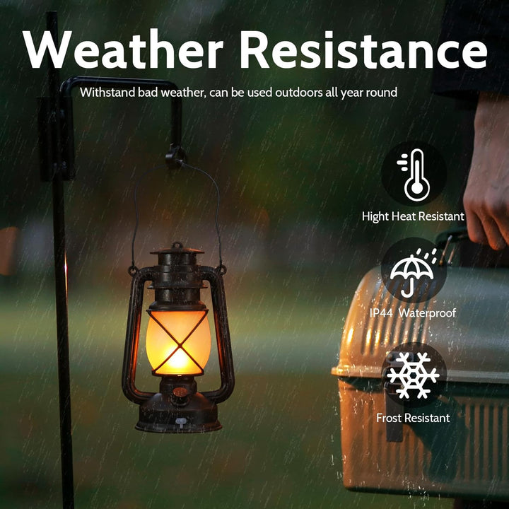 Shinmax Wiederaufladbare LED Laterne, 2er Set Vintage Gartenlaterne mit Flackereffekt, 4 Lichtmodi,