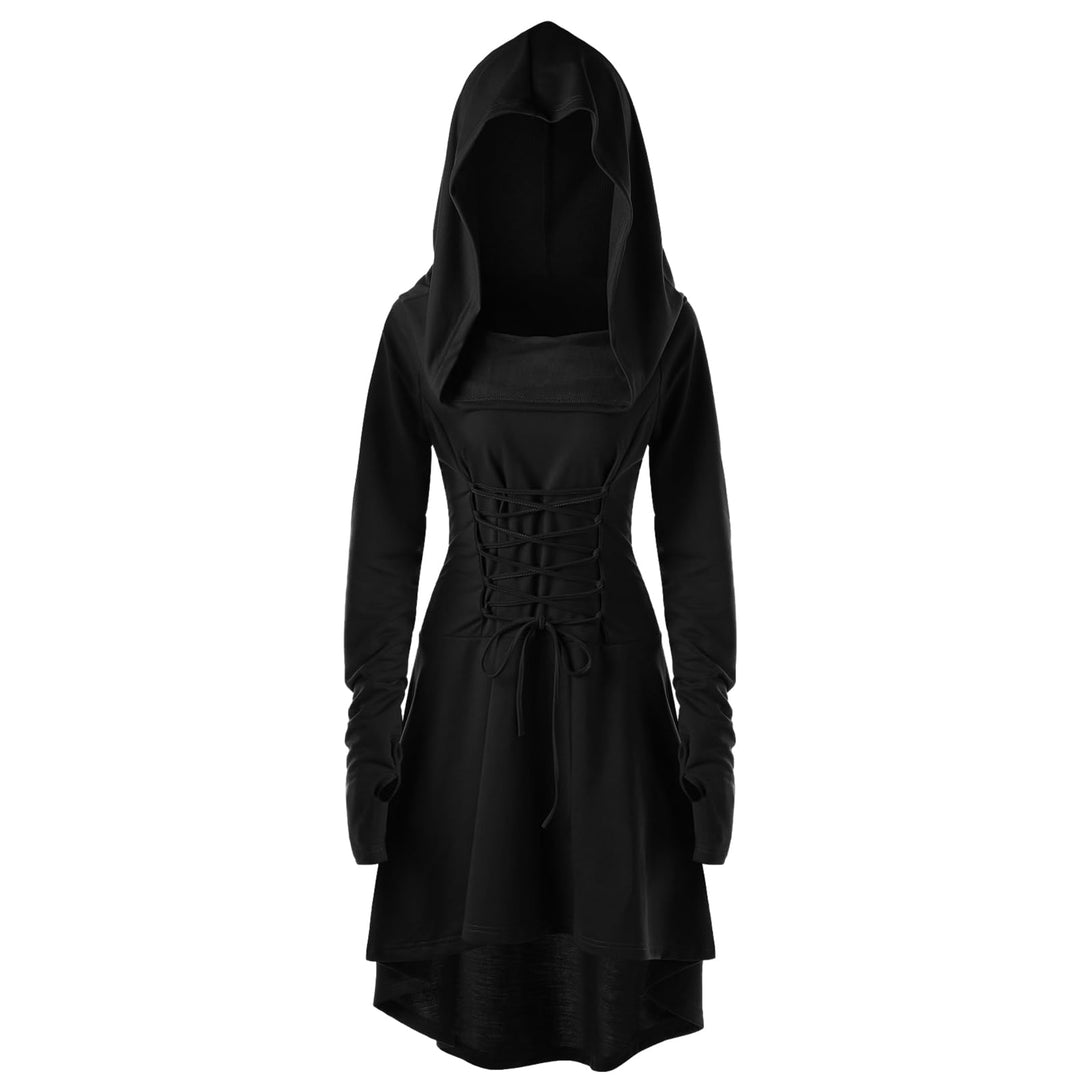 Pianocean Mittelalter Kleidung Damen, Renaissance Kleid, Gothic Kleid，Renaissance Mit Kapuze Langarm