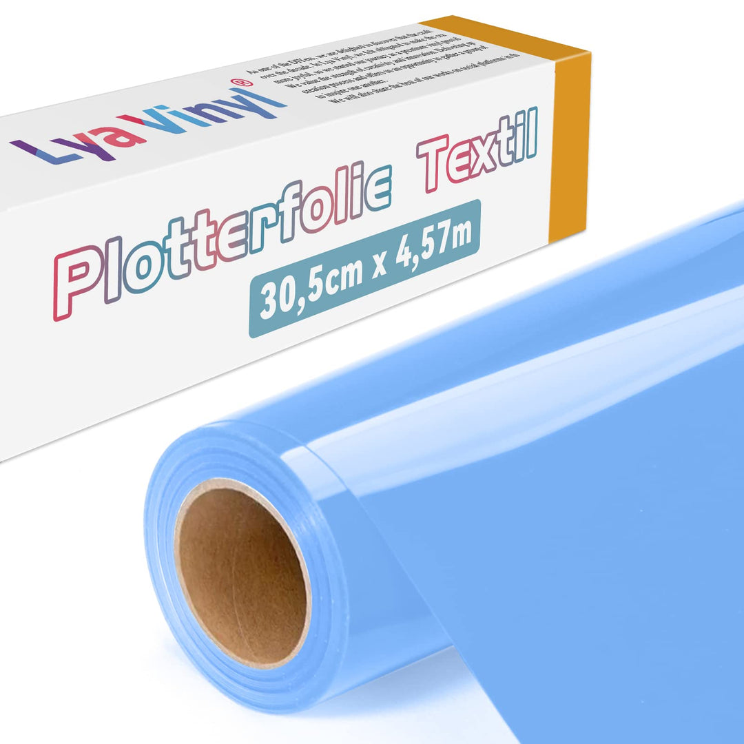 Lya Vinyl Plotterfolie Textil, 30,5 × 457,5cm Himmel Blau Flexfolie Plotter Textil für Cricut und Si