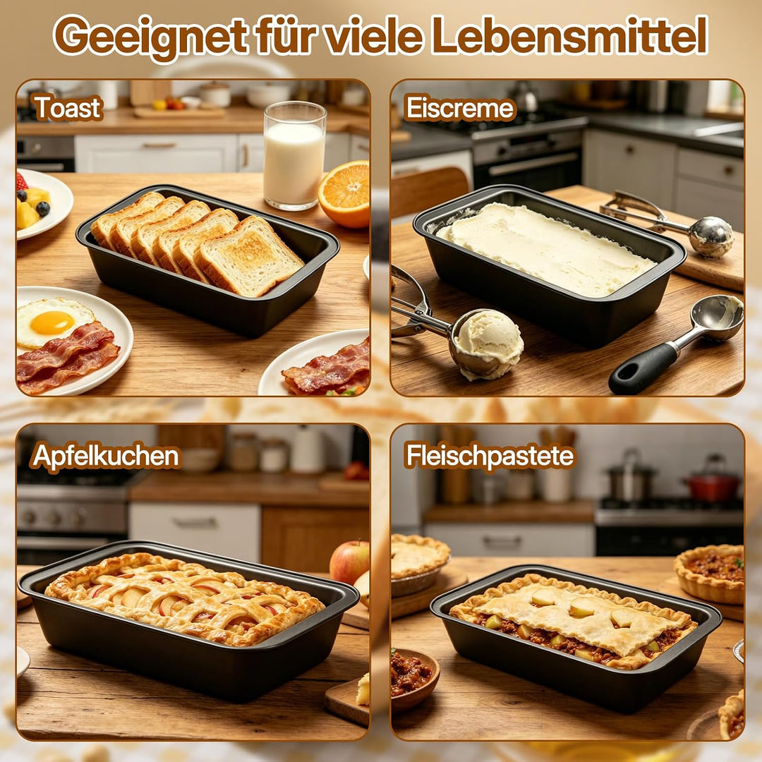 Brotbackform Kasten Set, 2 Stück Antihaft Karbonstahl Kastenform Kuchen 28X15X5.5cm mit 2 Dauerbackf