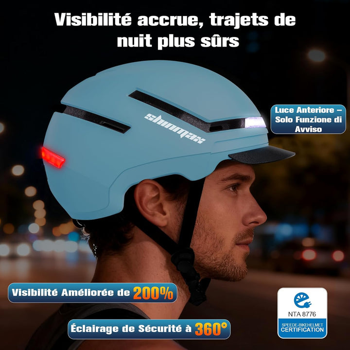 Shinmax Fahrradhelm Damen Herren mit Blinker & Licht, Fahrrad Helm Erwachsene mit USB Wiederaufladba