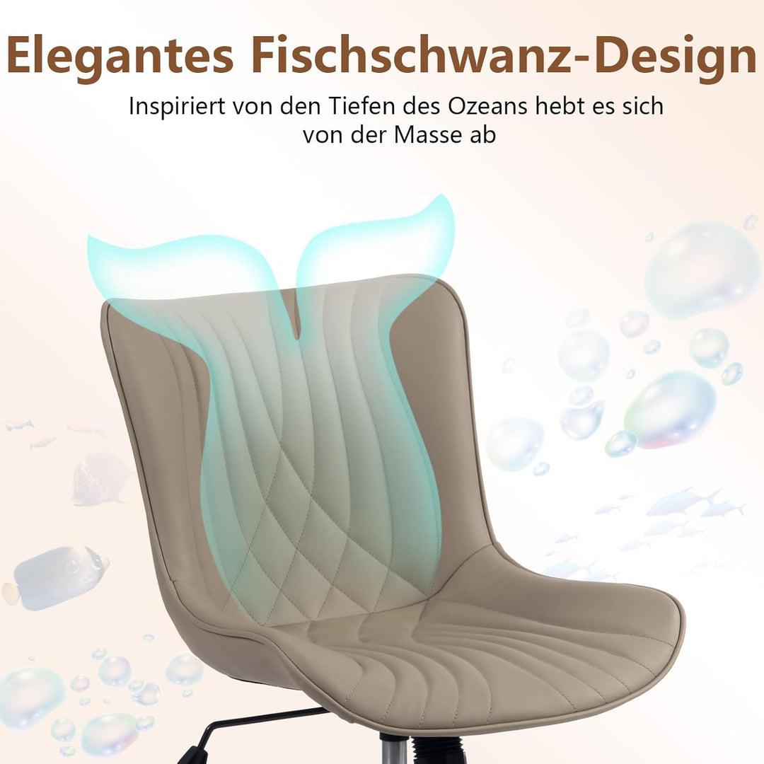 YOUTASTE Bürostuhl Ergonomischer im Fischschwanz-Design, Schreibtischstuhl Drehstuhl mit Rollen, Höh