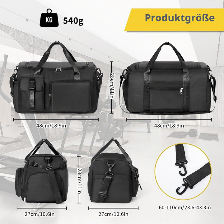 Cozary Sporttasche für Herren &amp; Damen - 42L grosse Reisetasche Wasserdichtes Oxford-Gewebe - 3-in-1