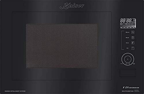 Kaiser EM 2510 Einbau Multifunktions Mikrowelle,Schwarz Glas,25L,Heissluft Grill,21 Funktionen,Mikro