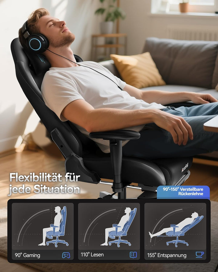AutoFull C3 Gaming Stuhl Rennstil, Ergonomisch Gaming-Stuhl mit Fussstütze, Gaming Stühle mit Höhenv