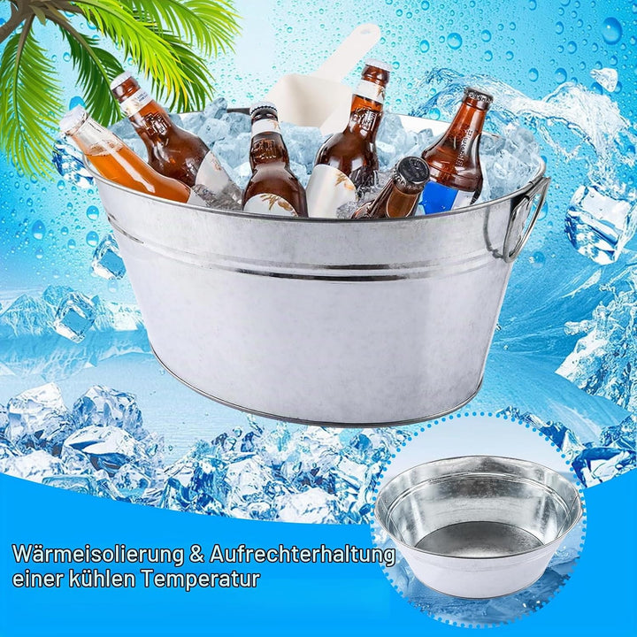APACALI 3 Stück Getränkewanne mit Henkel, Zinkwanne mit Eiskratzer, wasserdicht Getränkekühler, Sekt