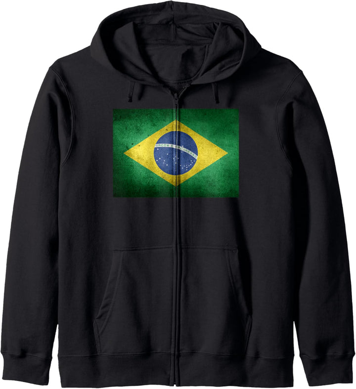Vintage Brasilien Flagge Stilvolles Design Kapuzenjacke