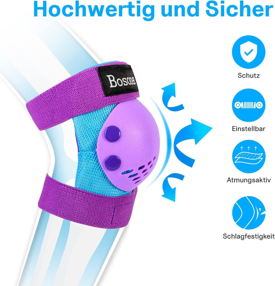 BOSONER Knieschoner Kinder Schoner Inliner Protektoren 6er Set Schützer Inliner Inline Skates Knie U