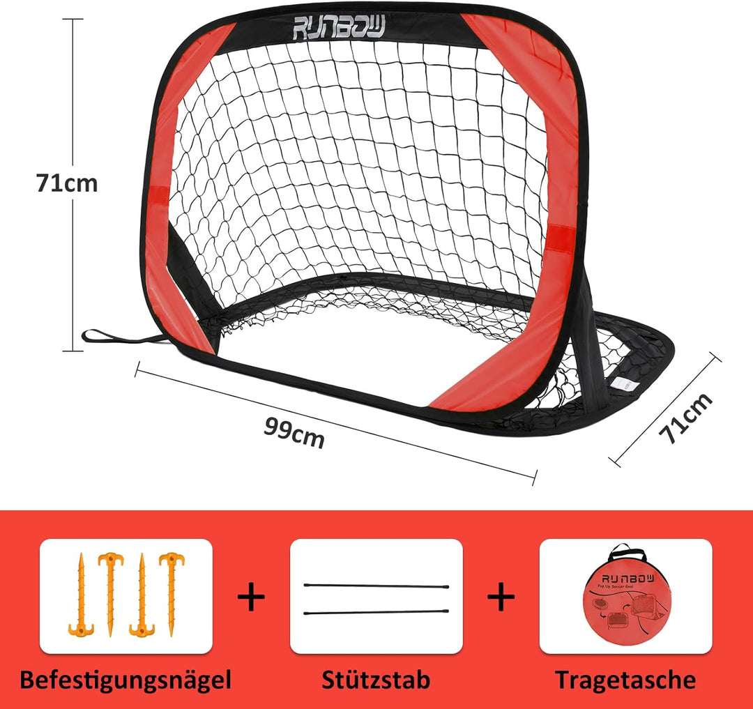 100 x 67 cm Kinder Fussballtor mit Tragebeutel, tragbares Pop-up-Fussballnetz für Hinterhoftraining,
