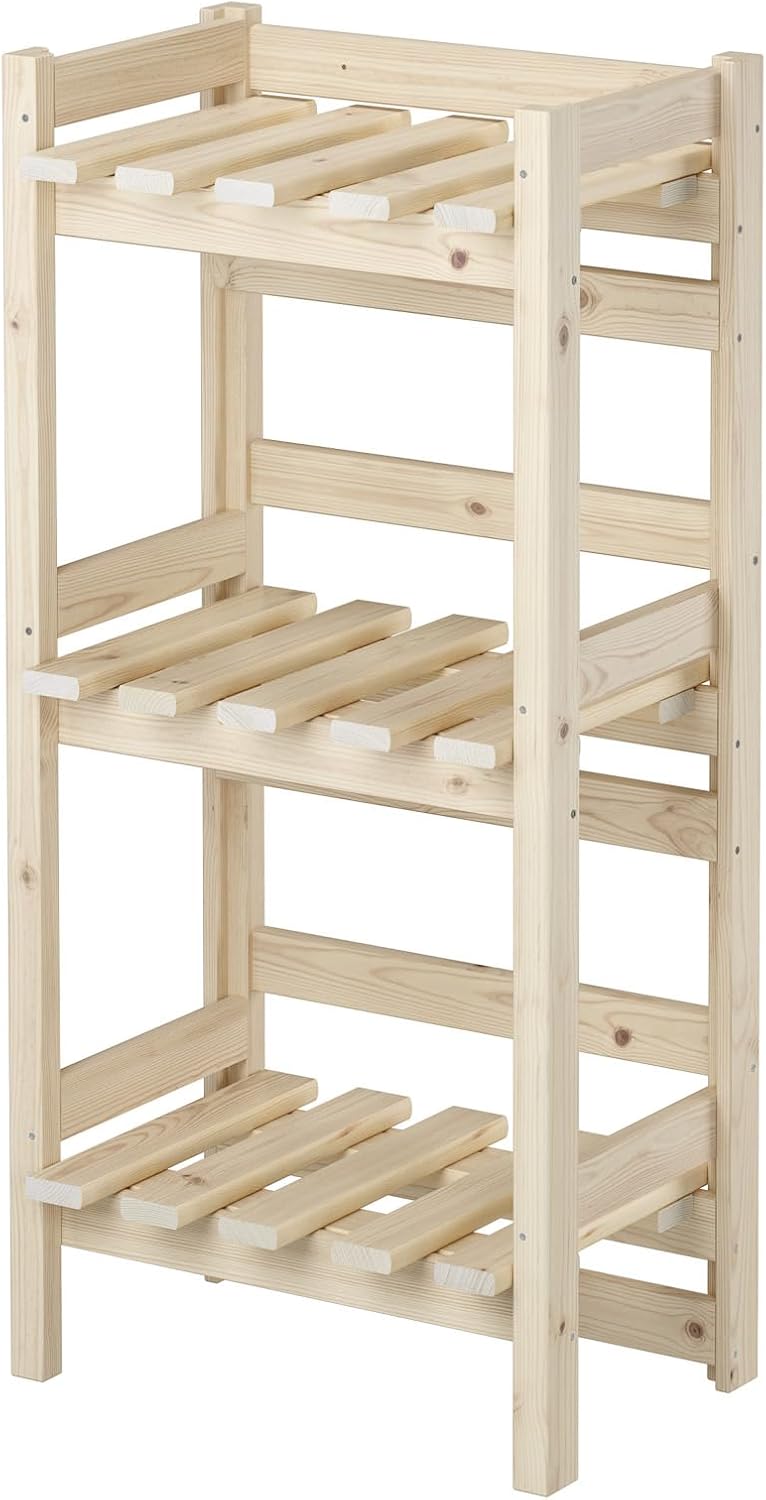 Erst-Holz Kombiregal schmal Vorratsregal, Kistenregal, Lagerregal aus Massivholz V-90.81-02 Doppelpa