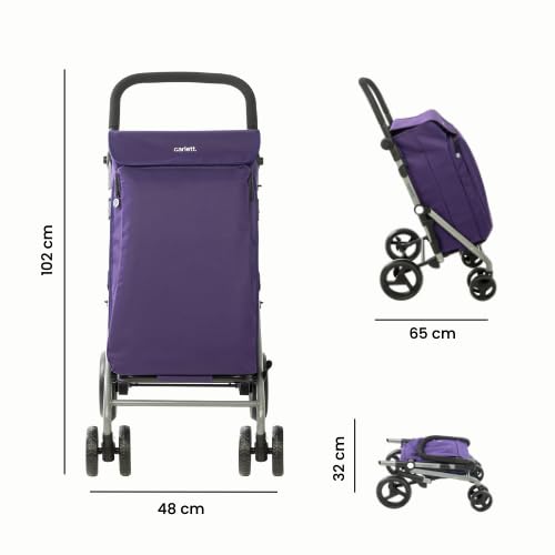 Carlett - Lite Family Lett470 |Warenkorb | Zusammenklappbarer Einkaufswagen | 4 Räder | Verstellbare