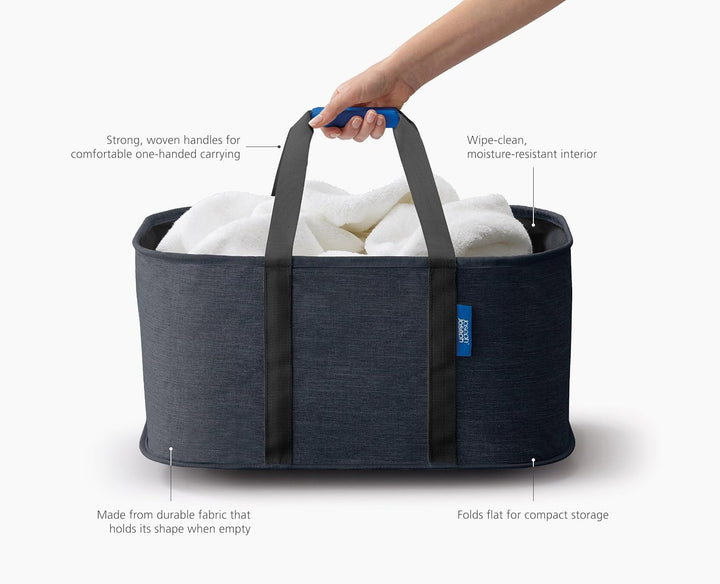 Joseph Joseph Hold-All faltbarer 35L Wäschekorb, Feuchtigkeitsabweisend, Strapazierfähig, Schwarz/Du