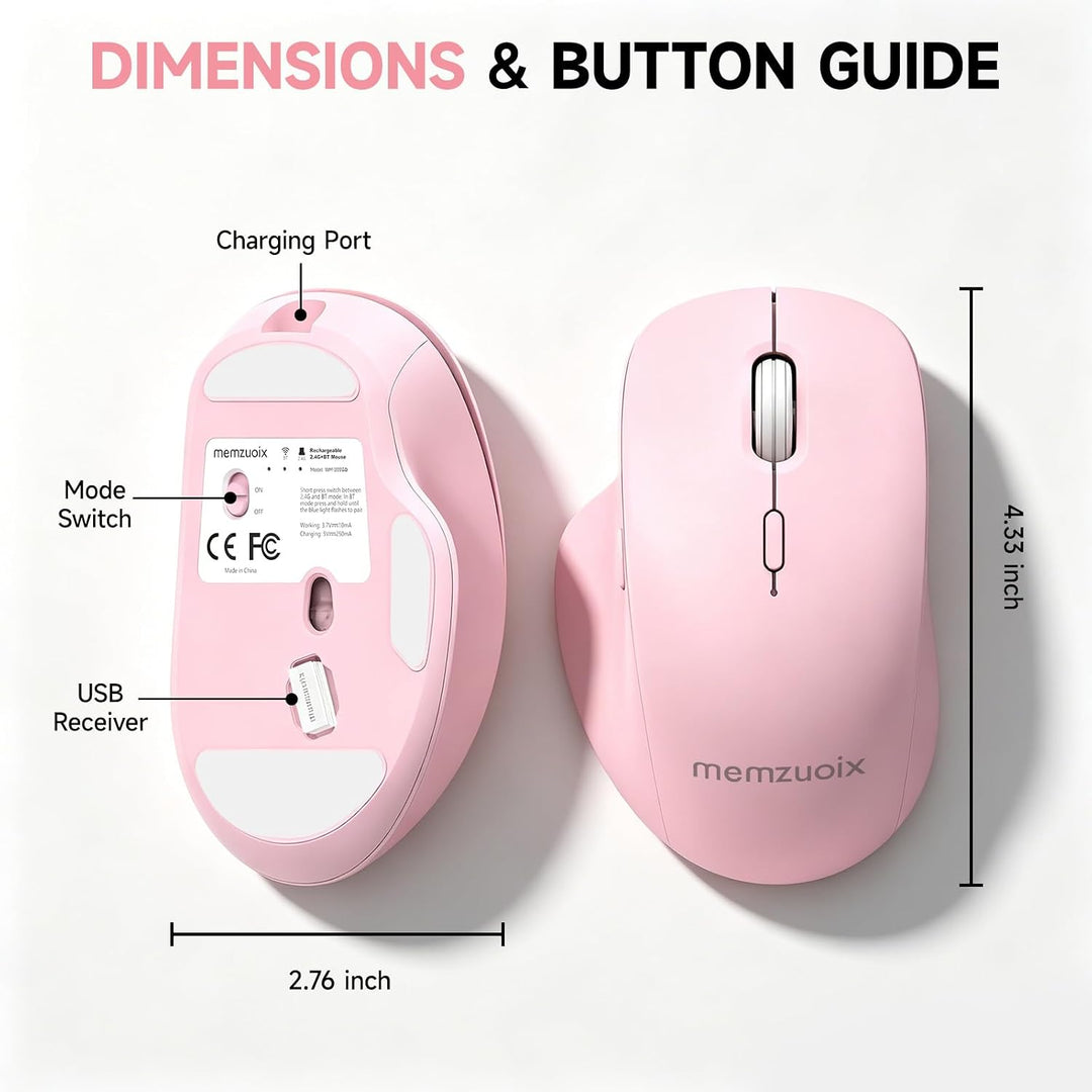 qaf Kabellose Dual-Mode Maus, Bluetooth &amp; 2,4 GHz Funkmaus, wiederaufladbare USB-C Wireless Maus mit