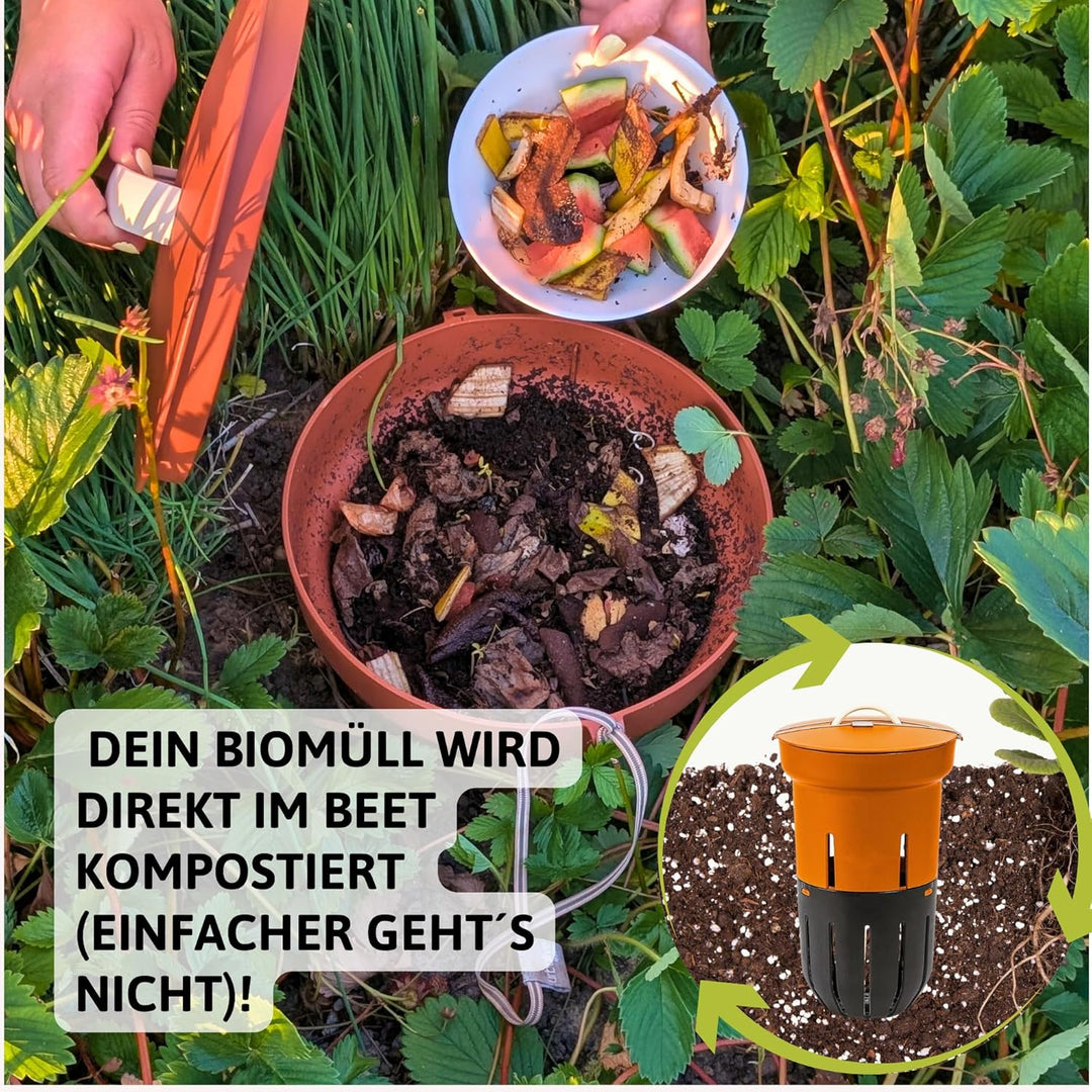 Beetkomposter Wurmvase XL - Wurm Komposter Garten zum Eingraben inkl. Wurmkiste Anleitung, Wurmvase