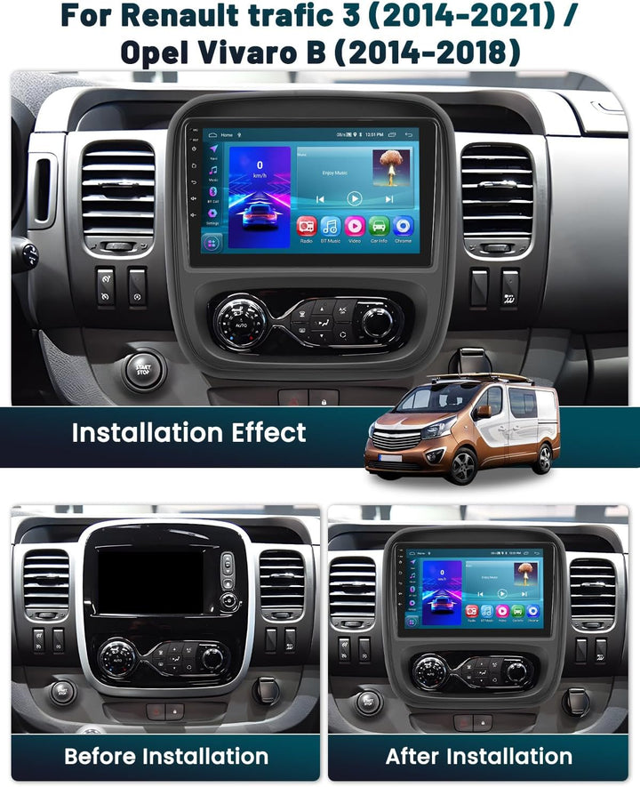 Hikity Android 15 Autoradio mit Navi für Opel Vivaro B Renault Trafic FIAT Talento Nissan NV 300 Rad