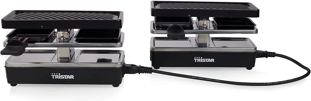 4 Personen RACLETTE mit Parkdeck & Tepan Gabeln, Grillfläche 2x 23,8x 10,4cm, erweiterbar bis zu 3 G