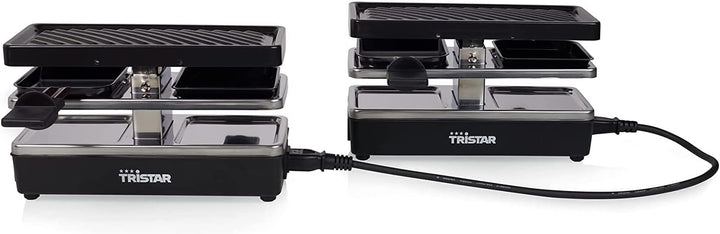 4 Personen RACLETTE mit Parkdeck & Tepan Gabeln, Grillfläche 2x 23,8x 10,4cm, erweiterbar bis zu 3 G