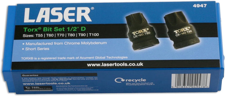 Laser 4947 Laser 4947 Schlagschraubendreher-Star-Bits, 6 Stück 1/2"D