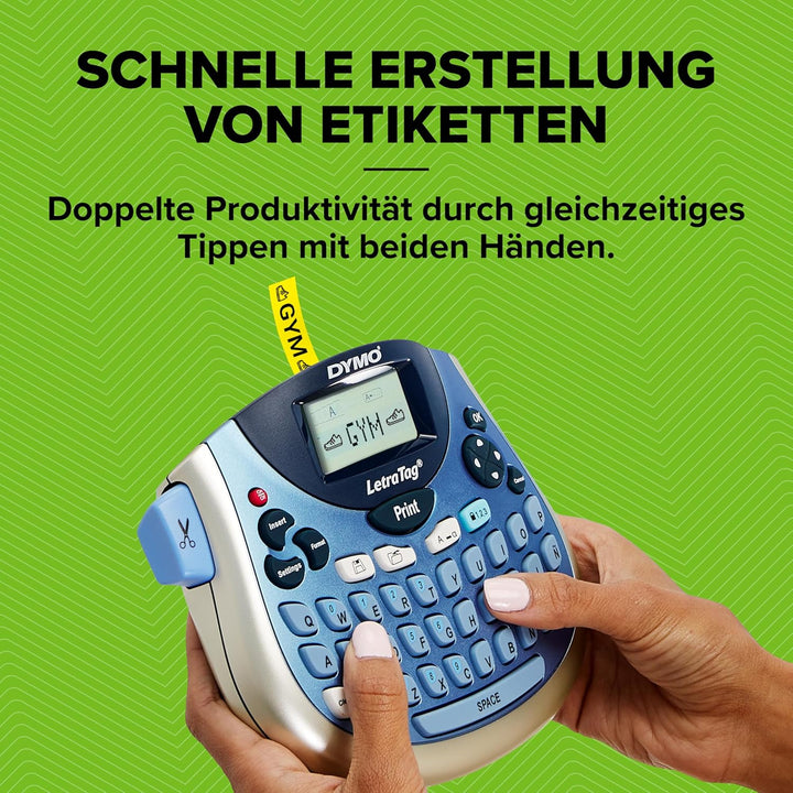 DYMO LetraTag LT-100T Beschriftungsgerät | Tragbares Etikettiergerät mit QWERTZ Tastatur | silber |