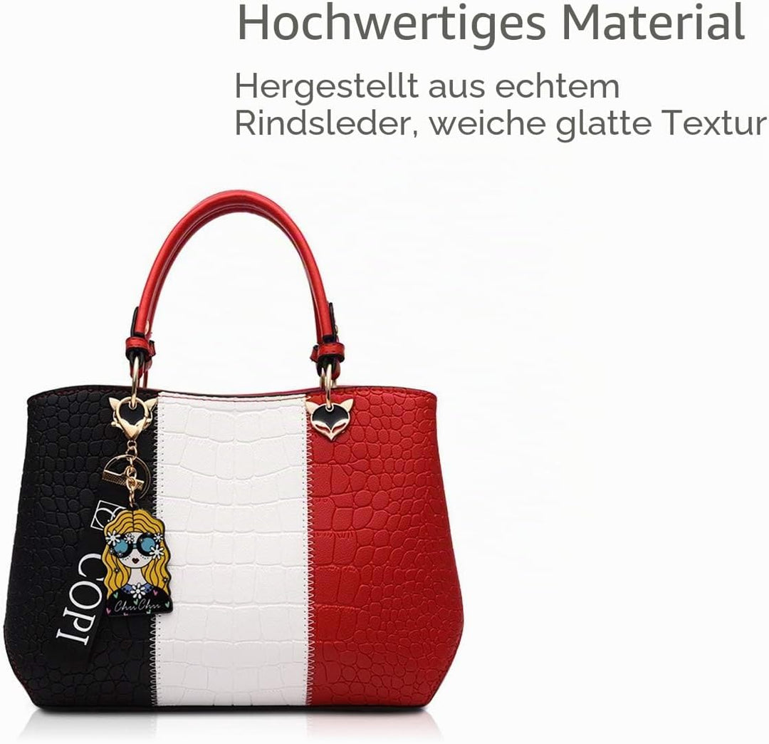 NICOLE & DORIS 2024 Neue Frauen Tasche Damen Leder Handtasche Mode Umhängetasche Mit Pompon abnehmba