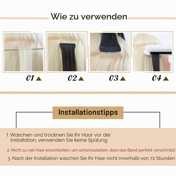 AGMITY Tape Extensions Echthaar, Natürliches Schwarz 20 Stück 40 g/Packung 35cm Remy Seidig Gerade I