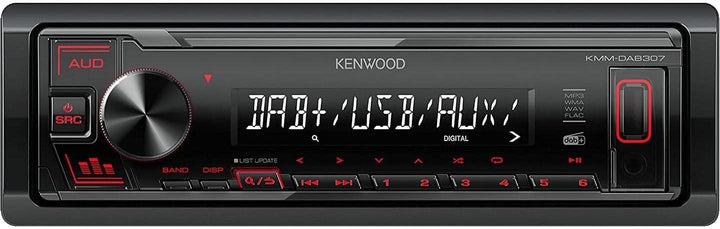 Kenwood KMM-DAB307 - USB-Autoradio mit DAB+/UKW (Soundprozessor, USB, AUX, 4x50 Watt, Tastenbeleucht