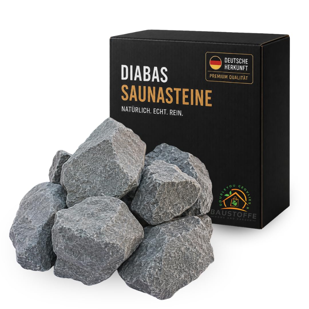Doubleyou Geovlies & Baustoffe | Saunasteine XXL Premium 20 kg | 120-250 mm DIABAS Gross | Für alle