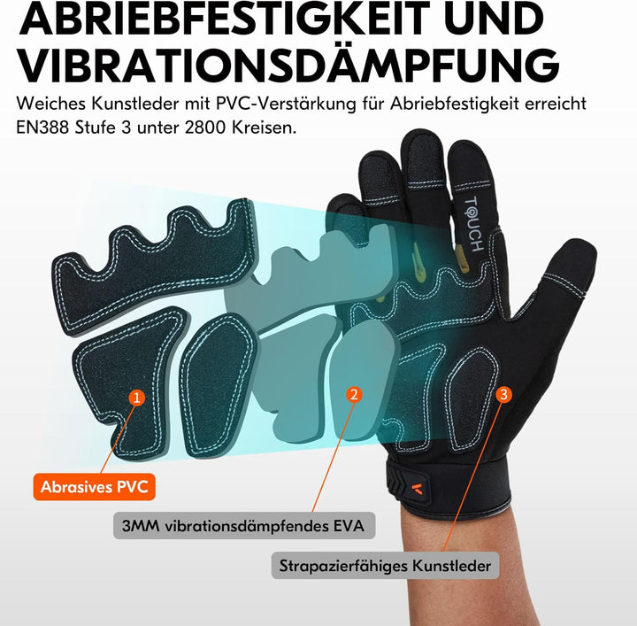 Vgo... 1 Paar Sicherheitshandschuhe,SchnittfesteHandschuhe,ANSI level A5，Impact Handschuhe,Anti-Vibr