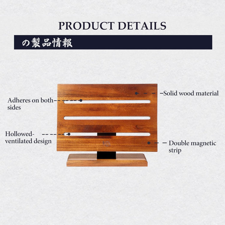 MITSUMOTO SAKARI Küche Messerblock Magnetisch, Japanischer Akazienholz Messerblock, Verbesserter Dop