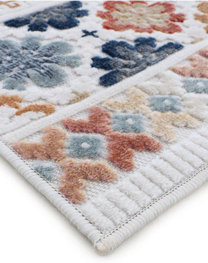 carpetfine In- und Outdoor Teppich Deja Rund Creme Ø 100 cm | Moderner Teppich Wetterfest für Balkon