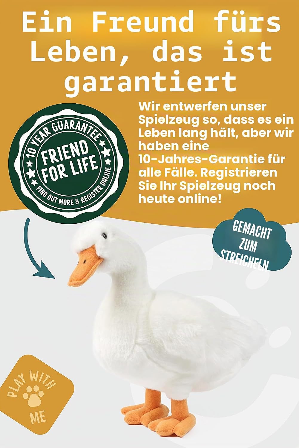 Living Nature Stofftier - Grosse Ente (35cm) Ente (35 cm), Ente (35 cm)