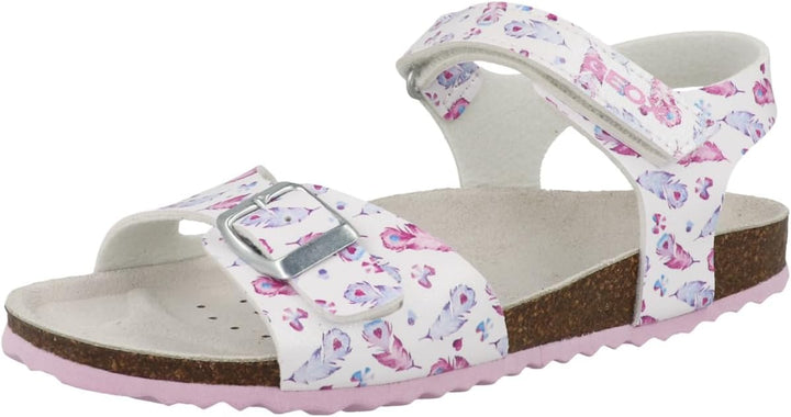 Geox Mädchen J Adriel Girl Sandalen 34 EU Schmal Weiss White Lavender, 34 EU Schmal Weiss White Lave