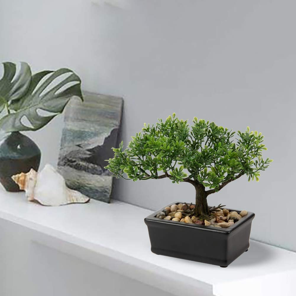 Briful Kunstbonsai Naturgetreue Künstliche Pflanze Kunstbaum Bonsai Zeder Kiefer Podocarpus Plastik