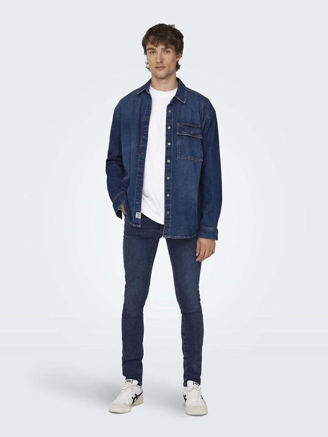 ONLY & SONS Male Skinny Jeans ONSWARP Mittlere Taille Skinny Fit Jeans 31W / 34L Medium Blue Denim,