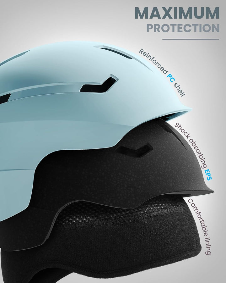 OutdoorMaster Skihelm-Set, Snowboard-Helm mit Brille für Erwachsene - 12 Belüftungsöffnungen - Skihe