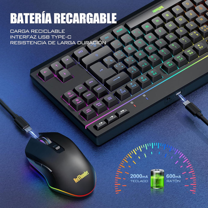 RedThunder K20 TKL Kabellose Gaming-Tastatur, einstellbare RGB-Hintergrundbeleuchtung und wiederaufl
