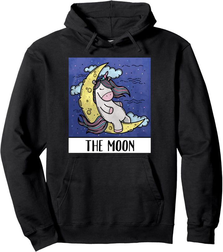 Unicorn The Moon Tarot Card Men Women Pullover Hoodie